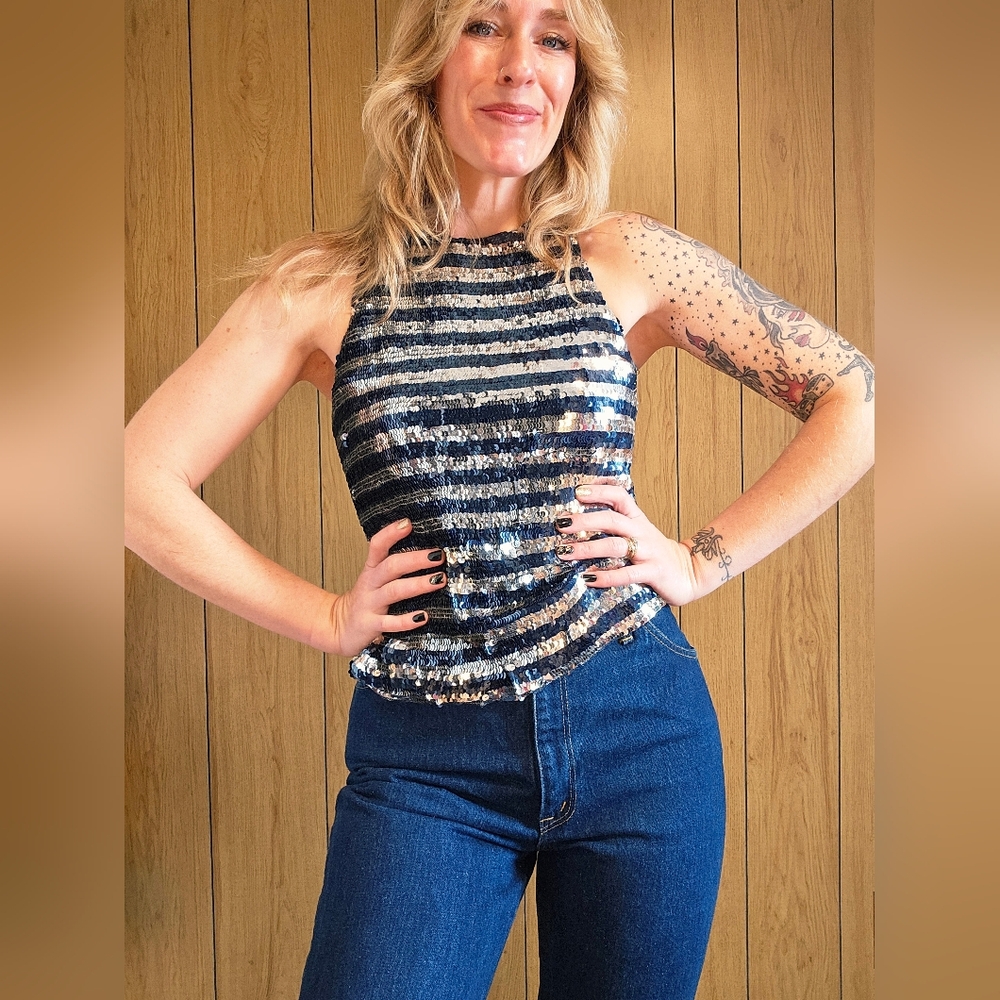 80s Vintage Modi Sequin Top